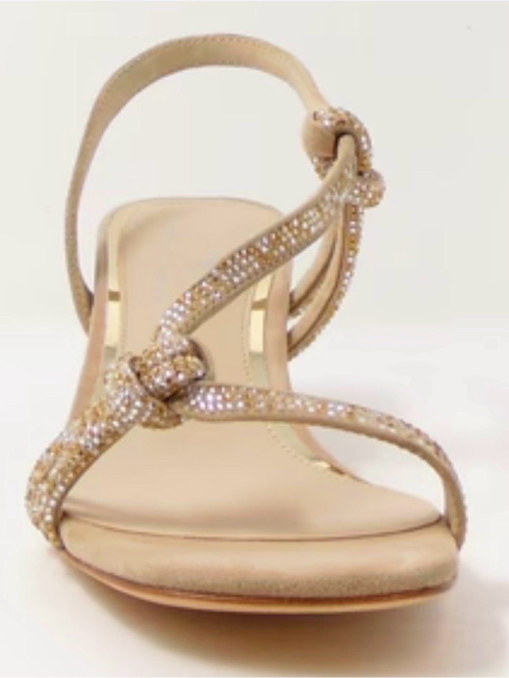 Elegant Women's Gold Rhinestone Knot Sandals New in box with bags.  Size 8